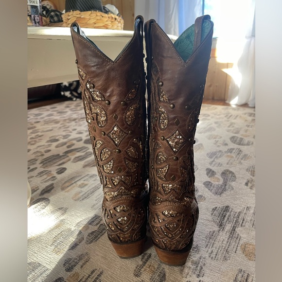 Corral Tall Brown Onix Glitter Inlay Boots - Picture 4 of 7